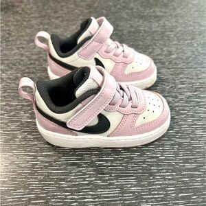 Nike Kids Pink, White, and black Sneakers
